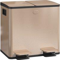 HOMCOM 30L Dual Compartment Stainless Steel Bin, with Deodoriser Holders - Gold Tone