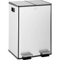 HOMCOM 56L Dual Compartment Stainless Steel Bin, with Deodoriser Holders - Silver Tone