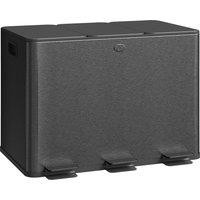 HOMCOM 3 x 20L Pedal Bin, Steel Triple Kitchen Bin with Soft Close Lid, Removable Inner Buckets, Fingerprint-Proof, Black