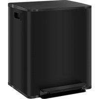 HOMCOM 50L Dual Compartment Stainless Steel Bin, with Deodoriser Holders - Black
