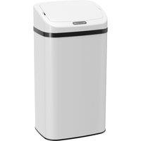 HOMCOM 48L Stainless Steel Sensor Bin - White