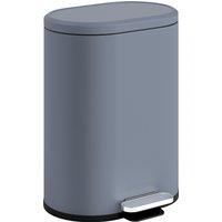 HOMCOM 30L Kitchen Bin with 90 Stay-Open Lid, Slim Rectangular Pedal Bin with Soft-Close Lid, Removable Inner Bucket for Home Office, Fingerprint-Resistant, Grey