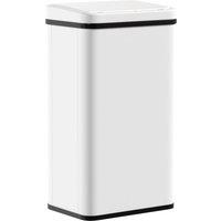 HOMCOM 50L Sensor Bin with Soft-Close Lid, Stainless Steel Automatic Touchless Motion Sensor Kitchen Bin, White