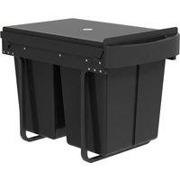 HOMCOM Pull Out Bin, Kitchen Under Sink Bin with 2 Removable Compartments, Smooth Glide, Black
