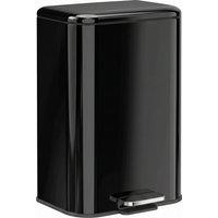 HOMCOM 20 L Kitchen Pedal Bin, Metal Rubbish Bin with Removable Inner Bucket, Soft-Close & Stay-Open Lid, High Gloss Black