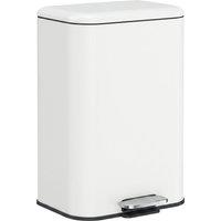 HOMCOM 20 L Kitchen Pedal Bin, Metal Rubbish Bin with Removable Inner Bucket, Soft-Close & Stay-Open Lid, Cream White