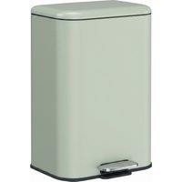 HOMCOM 20 L Kitchen Pedal Bin, Metal Rubbish Bin with Removable Inner Bucket, Soft-Close & Stay-Open Lid, Light Green