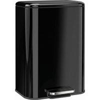 HOMCOM 50 L Kitchen Pedal Bin, Metal Rubbish Bin with Removable Inner Bucket, Soft-Close & Stay-Open Lid, High Gloss Black