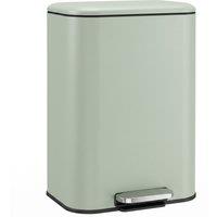HOMCOM 50 L Kitchen Pedal Bin, Metal Rubbish Bin with Removable Inner Bucket, Soft-Close & Stay-Open Lid, Light Green