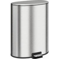 HOMCOM 50L Kitchen Pedal Bin, Rubbish Bin with Soft-Close and Stay-Open Lid, Removable Inner Bucket, Silver Tone