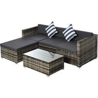 Outsunny Rattan Garden Sofa Set 4 Seater Wicker Sectional Furniture Cushion Grey Garden Aosom UK