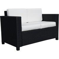 Outsunny 2 Seater Garden Furniture, Rattan Sofa with Soft Padded Cushion and Armrests, Wicker Garden Loveseat for Patio, Black