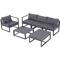 Outsunny 6 PCs Outdoor Indoor Sectional Sofa Set Thick Padded Cushions Aluminium Frame 5 Seaters 1 C