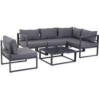 Outsunny 6Pcs Outdoor Sectional Sofa Set Conversation Aluminum Frame w/ Cushion