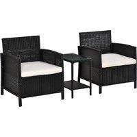 Outsunny Rattan Garden Furniture Outdoor 3 Pieces Patio Bistro Set Jack and Jill Seat Wicker Weave C
