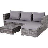 Outsunny 4-Seater Outdoor Garden PE Rattan Furniture Set Grey Aosom UK