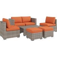 Outsunny 8 Piece Outdoor Patio Furniture Set, Rattan Sofa Set with Footstools and Coffee Tables Aosom UK