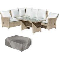 Outsunny 6-Seater Reclining PE Rattan Garden Dining Set Patio Furniture w/Sofa Chairs Glass Table Cu