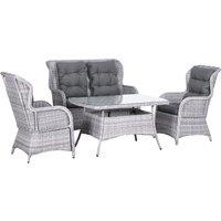 Outsunny Garden PE Rattan Dining Sofa Set, Outdoor 4 Seater Wicker Furniture, High Back Chairs with Cushions for Lawn, Backyard, Mixed Grey Aosom UK