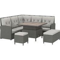 Outsunny 6 Pieces Outdoor PE Rattan Garden Furniture, Patio Wicker Sectional Conversation Corner Sofa