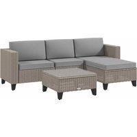 Outsunny 5-Piece Rattan Patio Furniture Set with Corner Sofa, Footstools, Coffee Table, for Poolside, Brown
