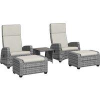 Outsunny 5-Piece Rattan Garden Furniture Set with Cushions - Grey