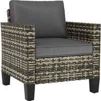 Outsunny Single Rattan Armchair, with Cushions - Light Grey