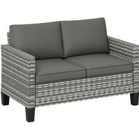 Outsunny Two-Seater Rattan Outdoor Sofa - Light Grey