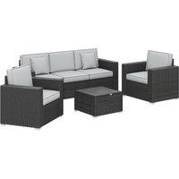 Outsunny 5 Seater Rattan Garden Furniture Set with Wide Armrests, Cushions, Pillows for Patio, Dark Grey