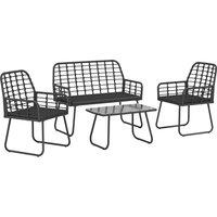 Outsunny 4 Piece Rattan Garden Furniture Set, Outdoor Patio Furniture with Loveseat, Armchairs and Coffee Table
