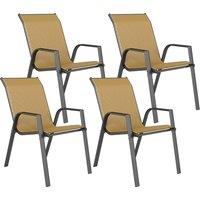 Outsunny Four-Piece Stacking Rattan Garden Seat Set - Khaki