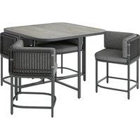 Outsunny 4-Seater Rattan Cube Garden Furniture Set with Cushions - Charcoal Grey