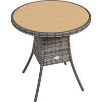 Outsunny 70 cm Wood-Effect Rattan Garden Table - Natural Wood Finish
