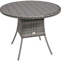 Outsunny 90cm Four-Person Wood-Effect Rattan Table - Grey
