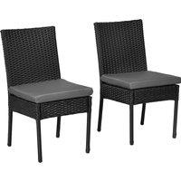 Outsunny Set of Two Armless Rattan Garden Chairs, Stylish and Durable Patio Seating, Elegant Design, Black Aosom UK