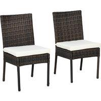Outsunny Set of Two Armless Rattan Garden Chairs - Brown Aosom UK