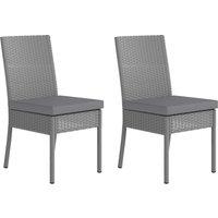 Outsunny Set of Two Armless Rattan Garden Chairs - Dark Grey