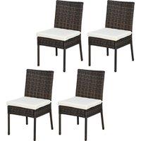 Outsunny Rattan Garden Chairs, Set of Four, Armless, Durable Outdoor Seating, Easy Storage, Brown