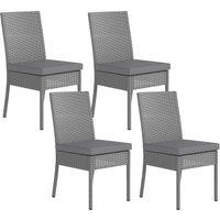 Outsunny Set of Four Armless Rattan Garden Chairs - Dark Grey