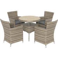 Outsunny Five-Piece Rattan Garden Set, with Two-Tier Table - Grey