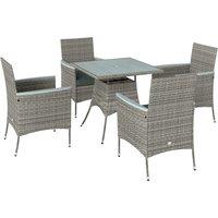 Outsunny Five-Piece Rattan Set, with Wood-Top Table - Grey