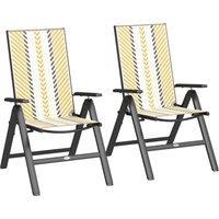 Outsunny Outdoor Rattan Folding Chair with 5-Position Adjustable Backrest, Wicker Garden Dining Chair with Wide Armrest, Set of 2 for Patio, Terrace, Balcony, Orange