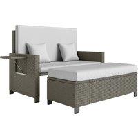 Outsunny Rattan Day Bed, with Footstool - White/Grey