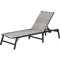 Outsunny Foldable Rattan Sun Lounger Garden Recliner Outdoor Reclining Bed w/ 5-Level Adjustable Backrest, Mixed Grey Aosom UK