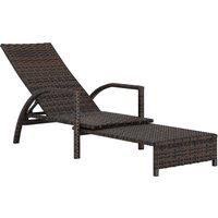 Outsunny PE Rattan Sun Lounger with Adjustable Backrest - Mixed-brown