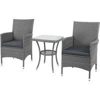Outsunny Three-Piece Rattan Bistro Set,with Cushions, Garden Furniture,Wicker Weave Conservatory Com