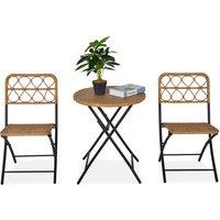 Outsunny 3 pcs PE Rattan Wicker Bistro Set Conversation Patio Furniture Set w/ Foldable Coffee Table
