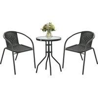 Outsunny 3 Pieces Rattan Bistro Set - Black