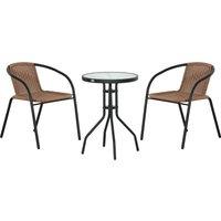 Outsunny 3 Pieces Rattan Bistro Set - Brown