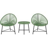 Outsunny Rattan Bistro Set with Acapulco Chairs and Glass Table, Green